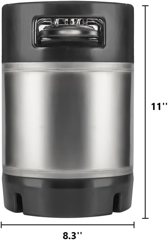 TMCRAFT New 1.75 Gallon Ball Lock Keg, Stainless Steel Beer Keg with Dual Rubber Handle for Home Brew
