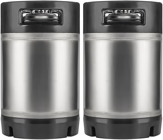 TMCRAFT New 2.5 Gallon Ball Lock Keg, Stainless Steel Beer Keg with Dual Rubber Handle for Home Brew- 2 Pack