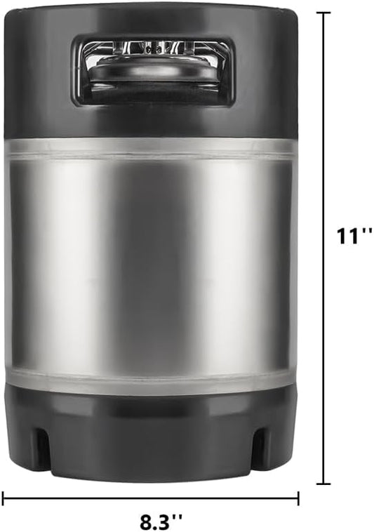 TMCRAFT New 1.75 Gallon Ball Lock Keg, Stainless Steel Beer Keg with Dual Rubber Handle for Home Brew