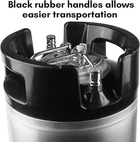 TMCRAFT New 2.5 Gallon Ball Lock Keg, Stainless Steel Beer Keg with Dual Rubber Handle for Home Brew- 2 Pack